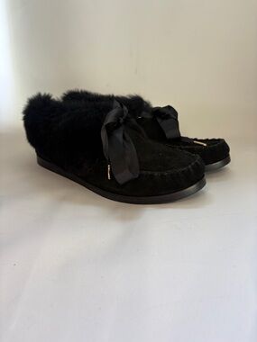 Tory Burch Aberdeen Fur-Lined Suede Slipper Size‎ 11